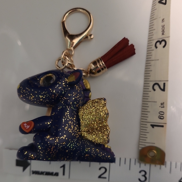 TY Beanie Boos - Mini Boo Collectible Clips - SAFFIRE the Dragon 2" red tassle - Picture 7 of 7